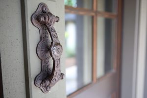metal door knocker with detail