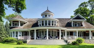 picture of a white and brown home with columns and a porch