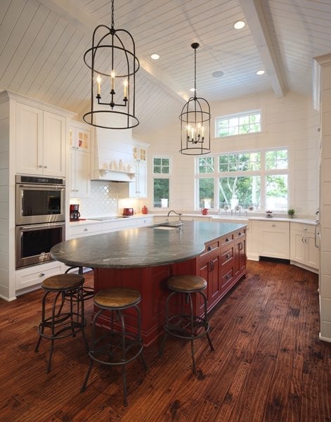 picture of a white kitchen with wooden floors